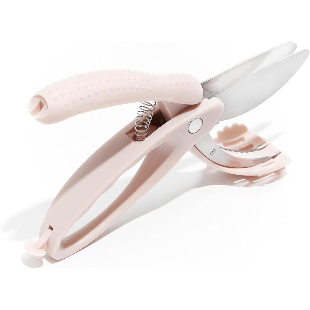 imageCOOK WITH COLOR Salad Chopper Scissors Effortlessly Slice Chop and Toss Your Salad with Precision  Ergonomic Design for Easy Handling  Stainless Steel Blades for Efficient Cutting  PinkPink Toss and Chop