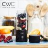 COOK WITH COLOR Mini Portable Blender – 250W Power, 12oz Capacity, Stainless Steel Blade, Wireless/USB Rechargeable, Grey(Black)