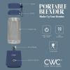 COOK WITH COLOR Mini Portable Blender – 250W Power, 12oz Capacity, Stainless Steel Blade, Wireless/USB Rechargeable, Grey(Blue)