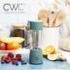 COOK WITH COLOR Mini Portable Blender – 250W Power, 12oz Capacity, Stainless Steel Blade, Wireless/USB Rechargeable, Grey(Sage)
