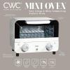COOK WITH COLOR Mini Toaster Oven: 600W Power, Precision Timer, Auto Shutoff, and Culinary Delights Up To 450 Degrees, Grey(Cream)