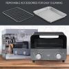 COOK WITH COLOR Mini Toaster Oven: 600W Power, Precision Timer, Auto Shutoff, and Culinary Delights Up To 450 Degrees, Grey(Grey)
