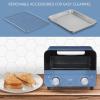 COOK WITH COLOR Mini Toaster Oven: 600W Power, Precision Timer, Auto Shutoff, and Culinary Delights Up To 450 Degrees, Grey(Navy)
