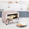 COOK WITH COLOR Mini Toaster Oven: 600W Power, Precision Timer, Auto Shutoff, and Culinary Delights Up To 450 Degrees, Grey(Pink)