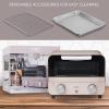 COOK WITH COLOR Mini Toaster Oven: 600W Power, Precision Timer, Auto Shutoff, and Culinary Delights Up To 450 Degrees, Grey(Pink)