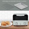 COOK WITH COLOR Mini Toaster Oven: 600W Power, Precision Timer, Auto Shutoff, and Culinary Delights Up To 450 Degrees, Grey(Sage)