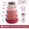 COOK WITH COLOR Stainless Steel Mixing Bowls Set – Nesting Bowls, 6 Pieces, Blue(Rose)