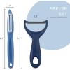 Social Chef 2-Piece Vegetable Peeler Set- Set of 2 Stainless Steel Blade Vegetable Peelers Set – Y Peeler and Swivel Peeler for Peeling Potatoes, Vegetables and Fruits (Navy)(Navy)