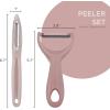 Social Chef 2-Piece Vegetable Peeler Set- Set of 2 Stainless Steel Blade Vegetable Peelers Set – Y Peeler and Swivel Peeler for Peeling Potatoes, Vegetables and Fruits (Navy)(Pink)