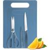 Cutting Board Set with Knives- 5 Piece Kitchen Essentials and Accessories Set with 2 Cutting Boards, Kitchen Shears, a Knife and Blade Cover (Denim Blue Speckled)