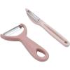 Social Chef 2-Piece Vegetable Peeler Set- Set of 2 Stainless Steel Blade Vegetable Peelers Set – Y Peeler and Swivel Peeler for Peeling Potatoes, Vegetables and Fruits (Navy)(Pink)