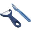 Social Chef 2-Piece Vegetable Peeler Set- Set of 2 Stainless Steel Blade Vegetable Peelers Set – Y Peeler and Swivel Peeler for Peeling Potatoes, Vegetables and Fruits (Navy)(Navy)