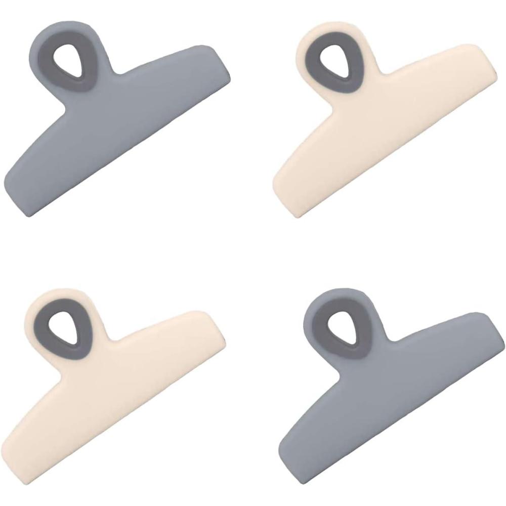 imageCOOK WITH COLOR Bag Clips  Heavy Duty Chip Clip and Refrigerator Magnet Clips for Food Storage with Air Tight Seal Grip Yellow and Grey Pack of 8 Large ClipsPink and Grey