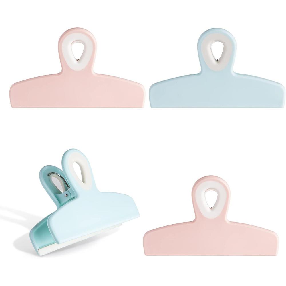 imageCOOK WITH COLOR Bag Clips  Heavy Duty Chip Clip and Refrigerator Magnet Clips for Food Storage with Air Tight Seal Grip Yellow and Grey Pack of 8 Large ClipsBright Colors