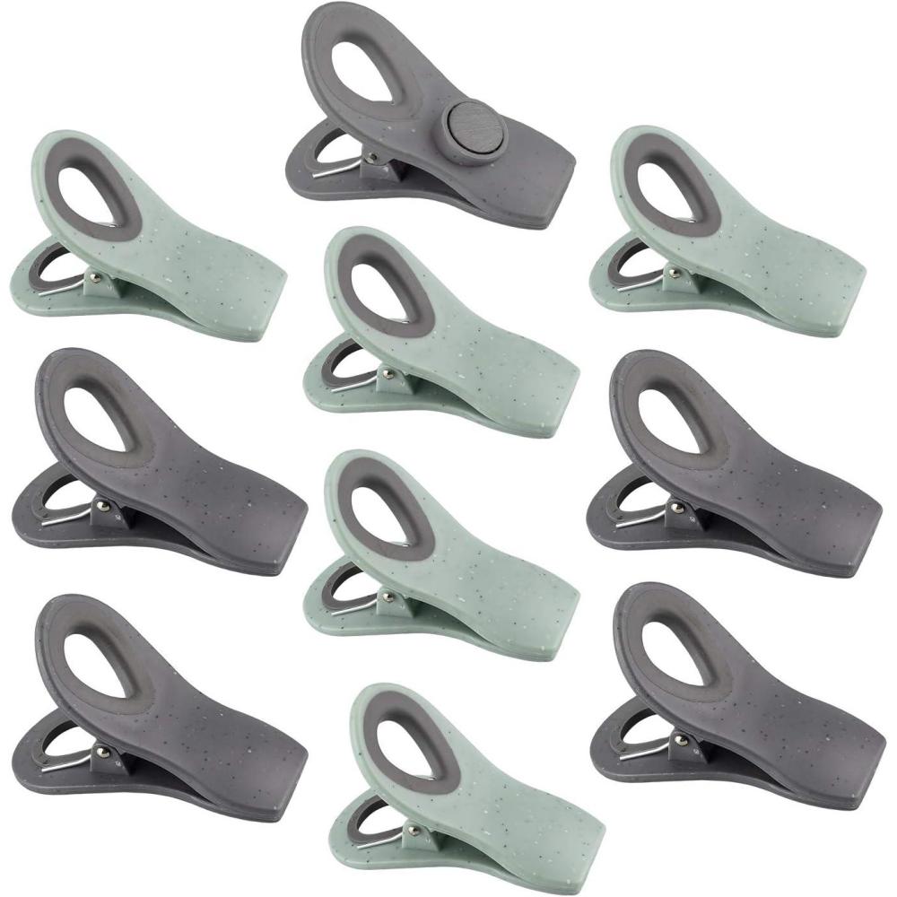 imageCOOK WITH COLOR Bag Clips with Magnet  Airtight Food Storage Clips for Bread Snack and Food Bags Speckled Gray ampamp Teal Pack of 10