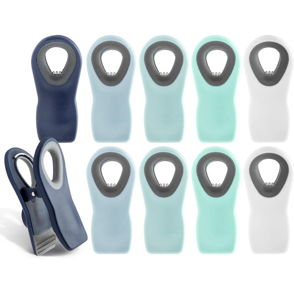 imageCOOK WITH COLOR Bag Clips with Magnet Food Clips for Snack and Bread Bags Pink and Grey Pack of 10Blue Ombre