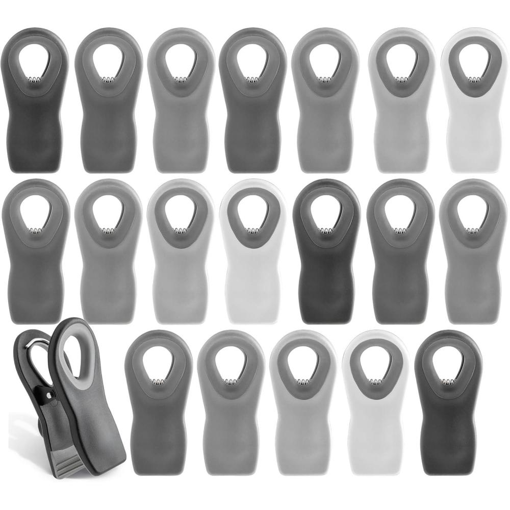 imageCOOK WITH COLOR Bag Clips with Magnet Food Clips for Snack and Bread Bags Pink and Grey Pack of 10Grey