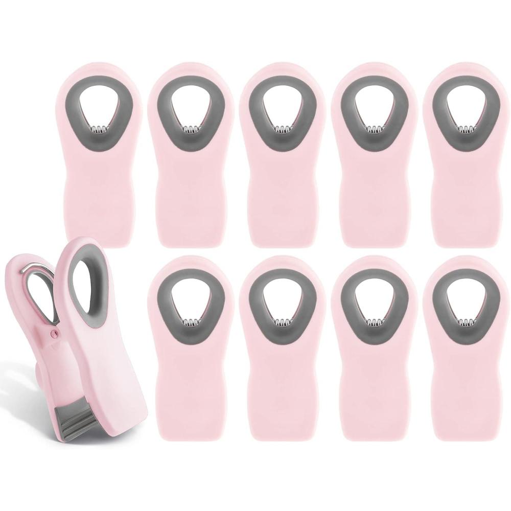 imageCOOK WITH COLOR Bag Clips with Magnet Food Clips for Snack and Bread Bags Pink and Grey Pack of 10Pink