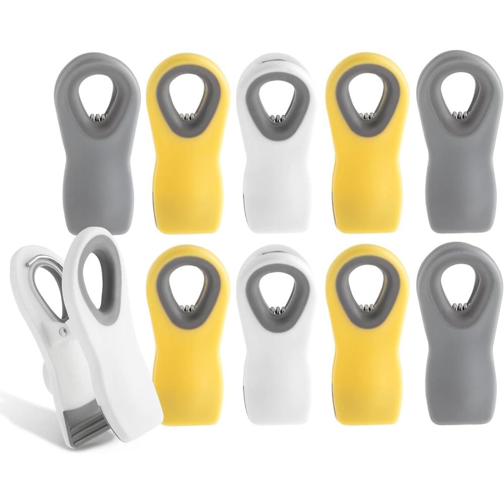 imageCOOK WITH COLOR Bag Clips with Magnet Food Clips for Snack and Bread Bags Pink and Grey Pack of 10Yellow and Grey