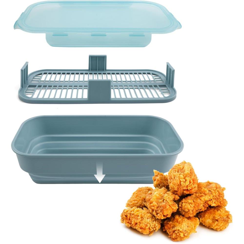 imageCOOK WITH COLOR Collapsible Batter Bowl  Mess Free Breading Shaker Container  Great for Fried Fish Fried Chicken Onion Rings Wings ampamp More BlackBlue