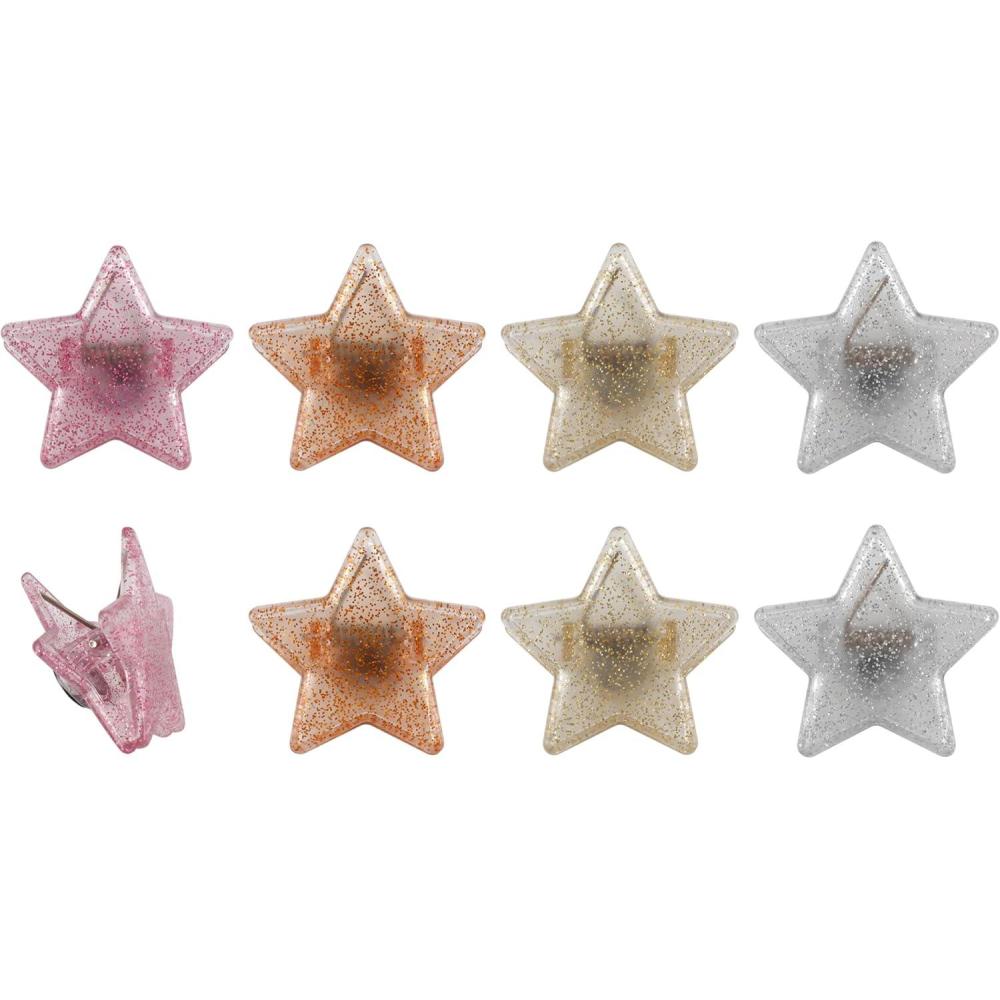 imageCOOK WITH COLOR Cute Bag Clips  Funny Snack Clips Magnetic Chip Clips for Bags  Kitchen and Food Bag Clips for Airtight Seal for Food Storage Pink Pack of 10Stars