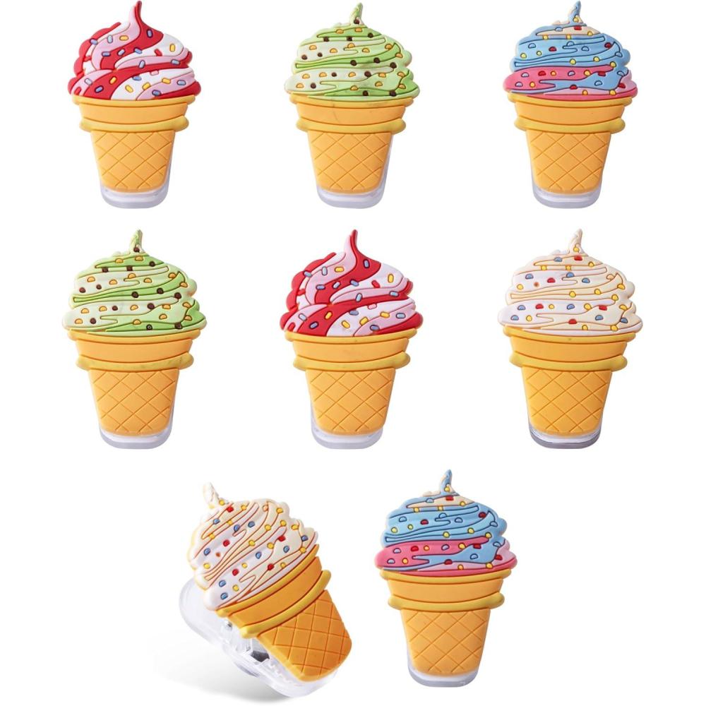 imageCOOK WITH COLOR Cute Bag Clips  Funny Snack Clips Magnetic Chip Clips for Bags  Kitchen and Food Bag Clips for Airtight Seal for Food Storage Pink Pack of 10Ice Cream  More Colors