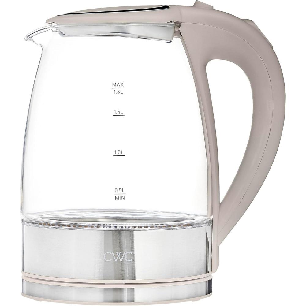 imageCOOK WITH COLOR Electric Tea Kettle 18L Cordless Hot Water Boiler 1200W Rapid Boil Auto Shutoff ampamp Boil Dry Protection BPAFree Sleek Countertop Design CreamSand