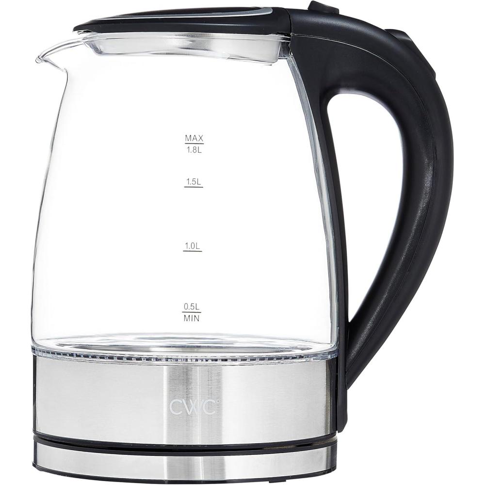 imageCOOK WITH COLOR Electric Tea Kettle 18L Cordless Hot Water Boiler 1200W Rapid Boil Auto Shutoff ampamp Boil Dry Protection BPAFree Sleek Countertop Design CreamBlack