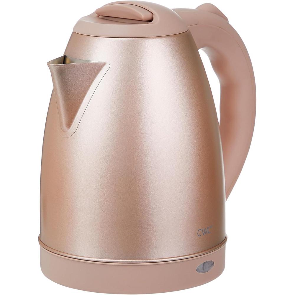 imageCOOK WITH COLOR Electric Tea Kettle 18L Cordless Hot Water Boiler 1200W Rapid Boil Auto Shutoff ampamp Boil Dry Protection BPAFree Sleek Countertop Design CreamStainless Steel Blush