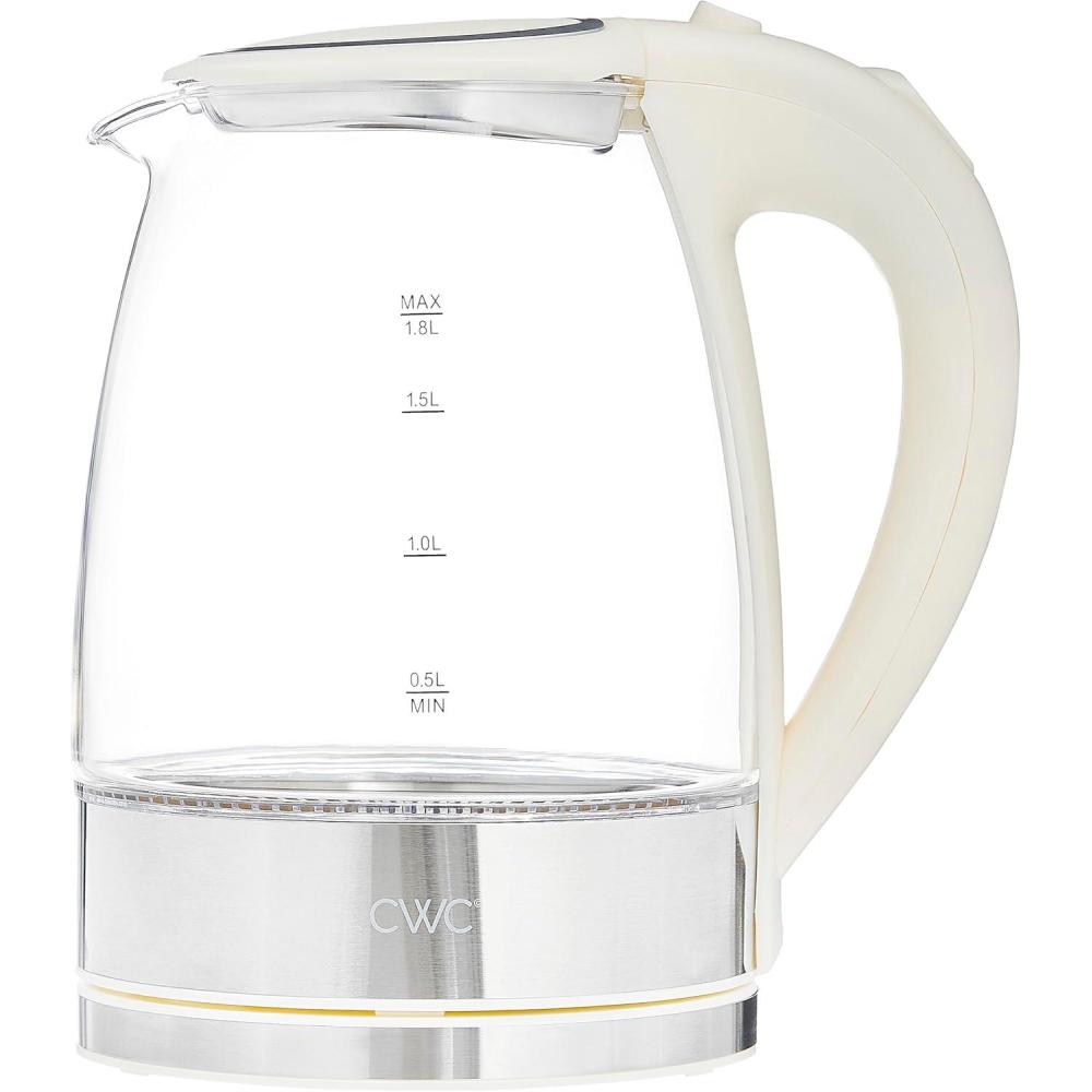 imageCOOK WITH COLOR Electric Tea Kettle 18L Cordless Hot Water Boiler 1200W Rapid Boil Auto Shutoff ampamp Boil Dry Protection BPAFree Sleek Countertop Design CreamCream