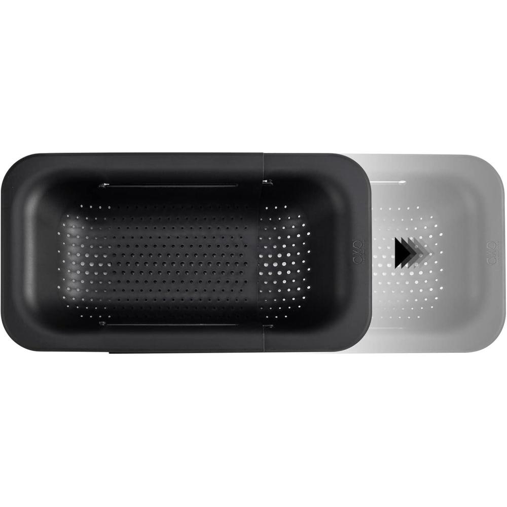 imageCOOK WITH COLOR Over the Sink Strainer  Expandable Colander Basket  Fruit and Vegetable Washing Basket Large Pasta Colander  Extendable Sink Colander for Kitchen Sink BlackBlack