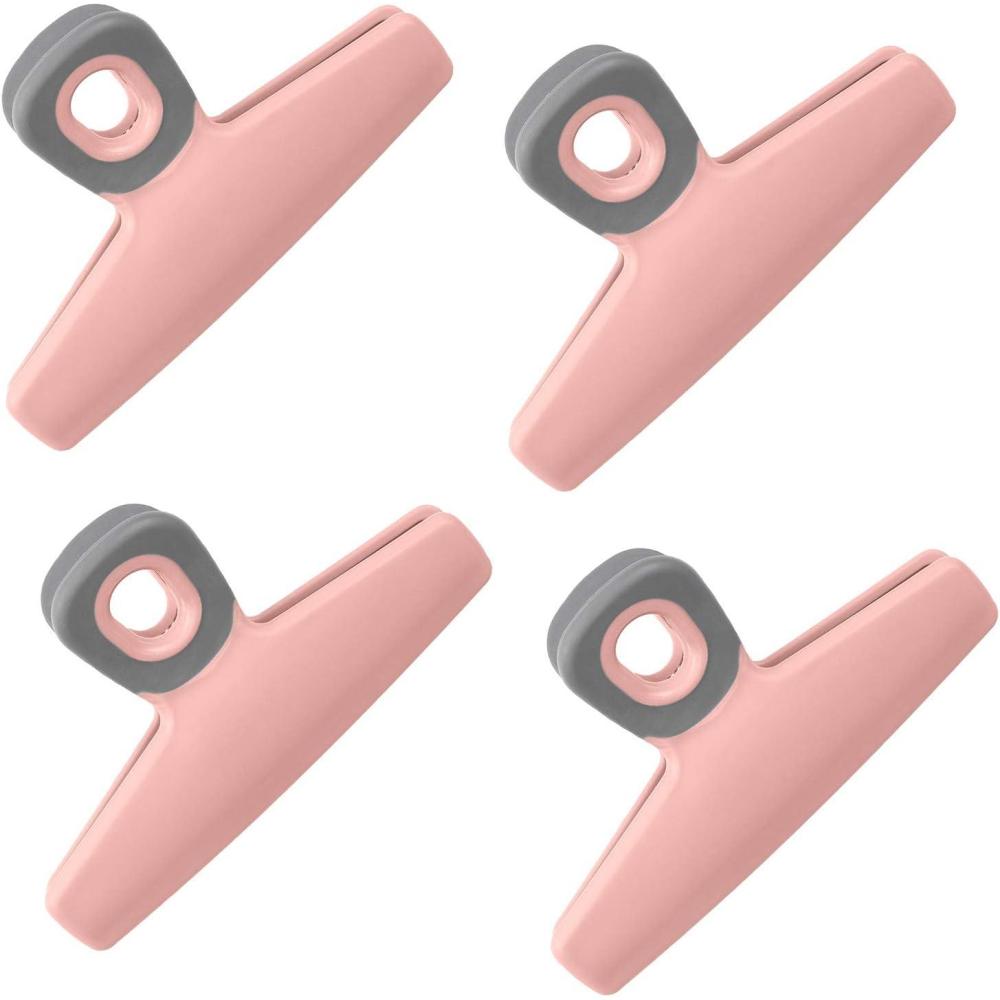 imageCOOK WITH COLOR Wide Heavy Duty Chip Clips Large Bag Clips for Food Storage Pack of 4 RedPink