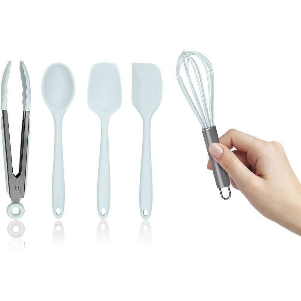 imageCountry Kitchen Silicone Cooking Utensils  Easy to Clean Kitchen Tools Spatula Set for Nonstick Cookware Mini WhiteMint