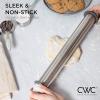 Adjustable Rolling Pin with Thickness Rings – Stainless Steel Roller with Silicone Bands – Roller Pin Baking Fondant, Pie Dough, Dough, Pasta, Cookie, Pizza by COOK WITH COLOR (Grey)(Gray)