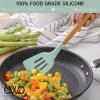 COOK WITH COLOR 5 Piece Cooking Utensil Set with Holder, Silicone Kitchen Tools and Gadgets with Wooden Handles, Whisk, Spoon, Spatula, Slotted Turner & Holder (Lemon Collection)