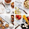 COOK WITH COLOR 8 Pc Non Stick Silicone Utensil Set with Rounded Wood Handles for Cooking and Baking – Marble White