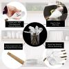 COOK WITH COLOR 8 Pc Non Stick Silicone Utensil Set with Rounded Wood Handles for Cooking and Baking – Marble White