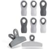 COOK WITH COLOR Bag Clips – Heavy Duty Chip Clip and Refrigerator Magnet Clips for Food Storage with Air Tight Seal Grip, Black and White, Pack of 8 Large Clips(Grey Ombre)
