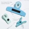 COOK WITH COLOR Bag Clips – Heavy Duty Chip Clip and Refrigerator Magnet Clips for Food Storage with Air Tight Seal Grip, Black and White, Pack of 8 Large Clips(Bright Blue)