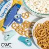 COOK WITH COLOR Bag Clips – Heavy Duty Chip Clip and Refrigerator Magnet Clips for Food Storage with Air Tight Seal Grip, Yellow and Grey, Pack of 8 Large Clips(Bright Blue)
