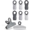 COOK WITH COLOR Bag Clips – Heavy Duty Chip Clip and Refrigerator Magnet Clips for Food Storage with Air Tight Seal Grip, Yellow and Grey, Pack of 8 Large Clips(Grey Ombre)
