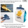 COOK WITH COLOR Bag Clips – Heavy Duty Chip Clip and Refrigerator Magnet Clips for Food Storage with Air Tight Seal Grip, Yellow and Grey, Pack of 8 Large Clips(Blue Ombre)
