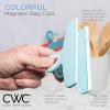 COOK WITH COLOR Bag Clips – Heavy Duty Chip Clip and Refrigerator Magnet Clips for Food Storage with Air Tight Seal Grip, Yellow and Grey, Pack of 8 Large Clips(Bright Colors)