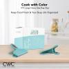 COOK WITH COLOR Bag Clips – Heavy Duty Chip Clip and Refrigerator Magnet Clips for Food Storage with Air Tight Seal Grip, Yellow and Grey, Pack of 8 Large Clips(Teal)