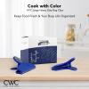 COOK WITH COLOR Bag Clips – Heavy Duty Chip Clip and Refrigerator Magnet Clips for Food Storage with Air Tight Seal Grip, Yellow and Grey, Pack of 8 Large Clips(Blue)