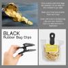 COOK WITH COLOR Bag Clips, Heavy Duty Chip Clip and Refrigerator Magnet Clips for Food Storage with Air Tight Seal Grip for Snack Bags and Food Bags (Grey, Pack of 8)(Black)