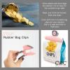 COOK WITH COLOR Bag Clips, Heavy Duty Chip Clip and Refrigerator Magnet Clips for Food Storage with Air Tight Seal Grip for Snack Bags and Food Bags (Grey, Pack of 8)(Pink)