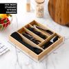 COOK WITH COLOR Bamboo Kitchen Utensil Set with Drawer Organizer | Cooking Tools and Storage Caddy, Blue, 18 Piece Gadget Set(Black)