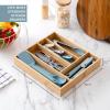COOK WITH COLOR Bamboo Kitchen Utensil Set with Drawer Organizer | Cooking Tools and Storage Caddy, Blue, 18 Piece Gadget Set(Blue)