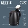COOK WITH COLOR Electric Tea Kettle, 1.8L Cordless Hot Water Boiler, 1200W Rapid Boil, Auto Shutoff & Boil Dry Protection, BPA-Free, Sleek Countertop Design, Cream(Stainless Steel Black)